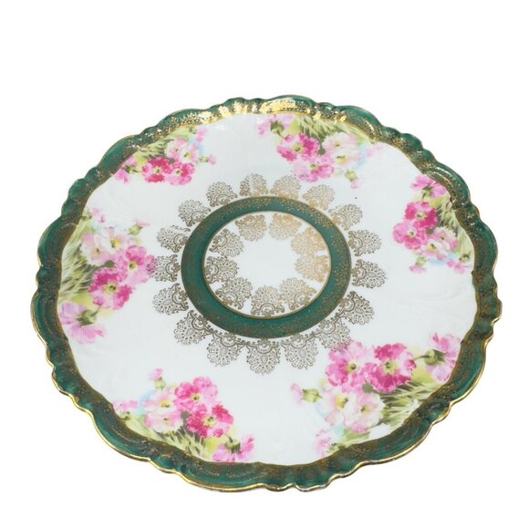 Eleanor China Co Austria Porcelain Plate Dish Set 4 Flowers Gold Gild Vintage - Picture 2 of 16
